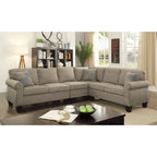 Nele L-förmiges Ecksofa mit Übergangs-Leinenstoff von Furniture of America