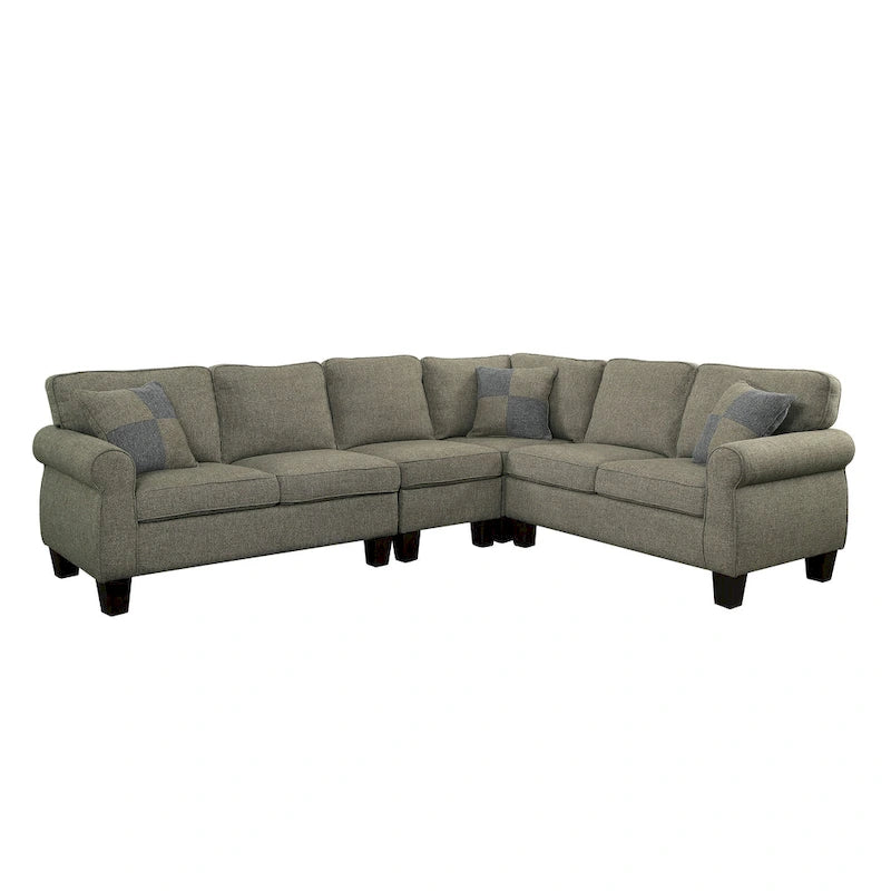Nele L-förmiges Ecksofa mit Übergangs-Leinenstoff von Furniture of America