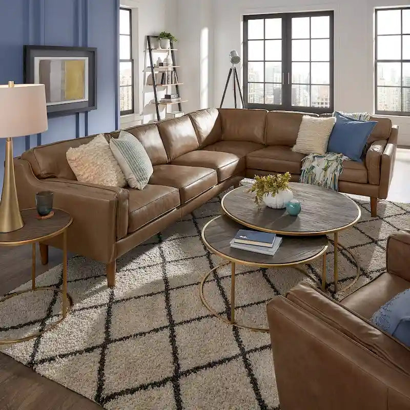 Darius Tan Ledersofa mit Recamiere von iNSPIRE Q Modern