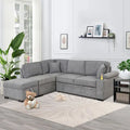 Nestfair 2-in-1 Ausziehbares Schlafsofa L-förmige Couch mit Aufbewahrungshocker