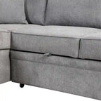 Nestfair 2-in-1 Ausziehbares Schlafsofa L-förmige Couch mit Aufbewahrungshocker