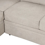 Nestfair 2-in-1 Ausziehbares Schlafsofa L-förmige Couch mit Aufbewahrungshocker