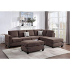 Poundex 3-teiliges Stoff-Ecksofa-Set mit Ottomane