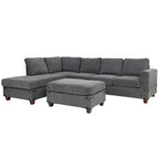 Poundex 3-teiliges Stoff-Ecksofa-Set mit Ottomane