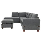 Poundex 3-teiliges Stoff-Ecksofa-Set mit Ottomane