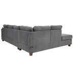 Poundex 3-teiliges Stoff-Ecksofa-Set mit Ottomane