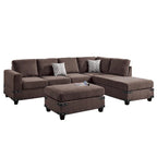 Poundex 3-teiliges Stoff-Ecksofa-Set mit Ottomane
