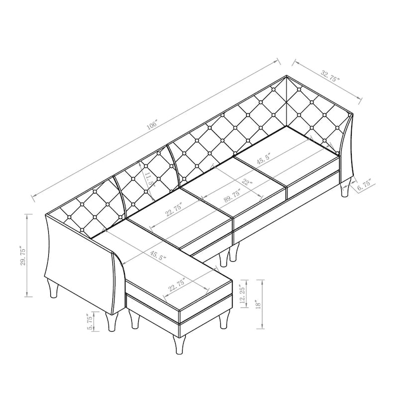 Kestrel modernes modulares Chesterfield-Schnittsofa aus Kunstleder von Furniture of America
