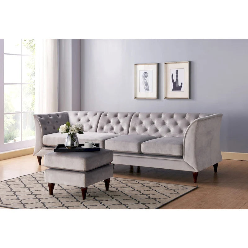 Kestrel modernes modulares Chesterfield-Schnittsofa aus Kunstleder von Furniture of America