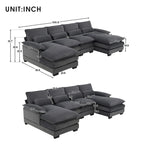 Modernes U-förmiges Sektionalsofa mit TaillenkissenSchlafsofa mit Chaiselongue