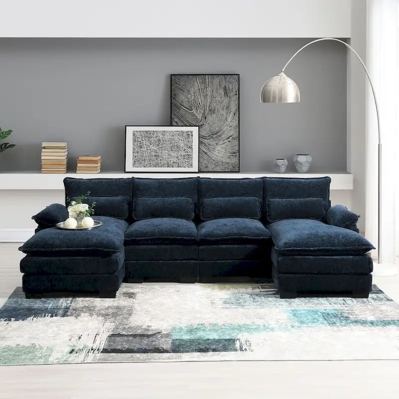 Modernes U-förmiges Sektionalsofa mit TaillenkissenSchlafsofa mit Chaiselongue