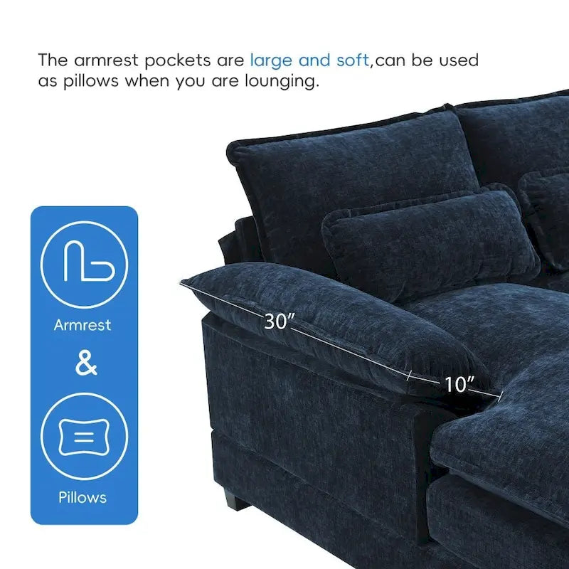 Modernes U-förmiges Sektionalsofa mit TaillenkissenSchlafsofa mit Chaiselongue
