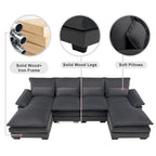 Modernes U-förmiges Sektionalsofa mit TaillenkissenSchlafsofa mit Chaiselongue