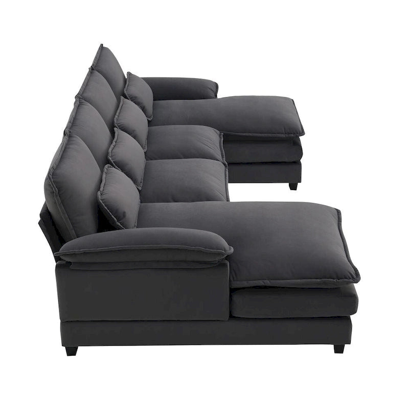 Modernes U-förmiges Sektionalsofa mit TaillenkissenSchlafsofa mit Chaiselongue