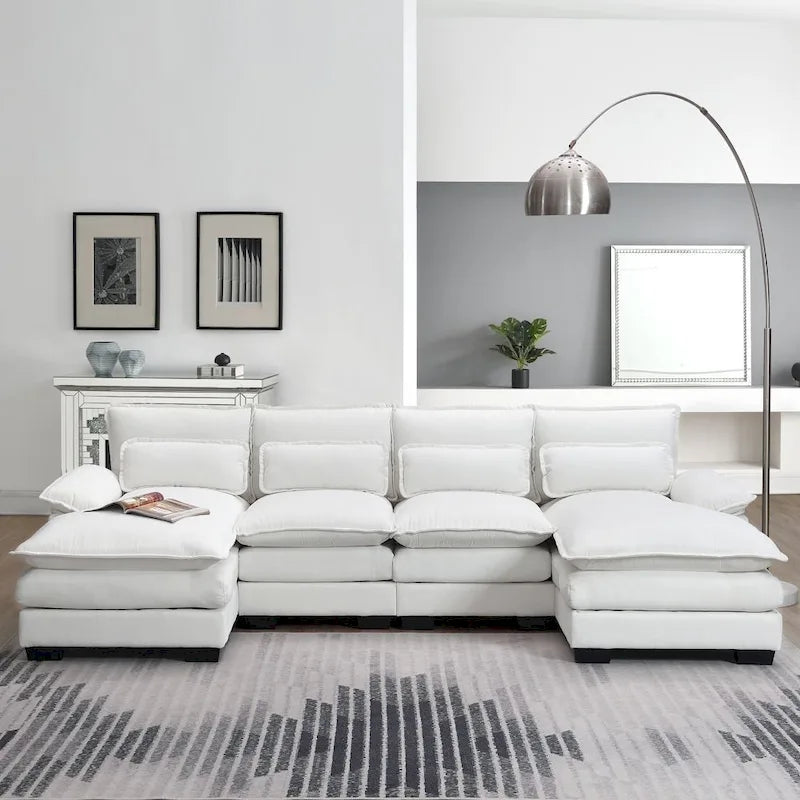Modernes U-förmiges Sektionalsofa mit TaillenkissenSchlafsofa mit Chaiselongue