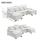 Modernes U-förmiges Sektionalsofa mit TaillenkissenSchlafsofa mit Chaiselongue