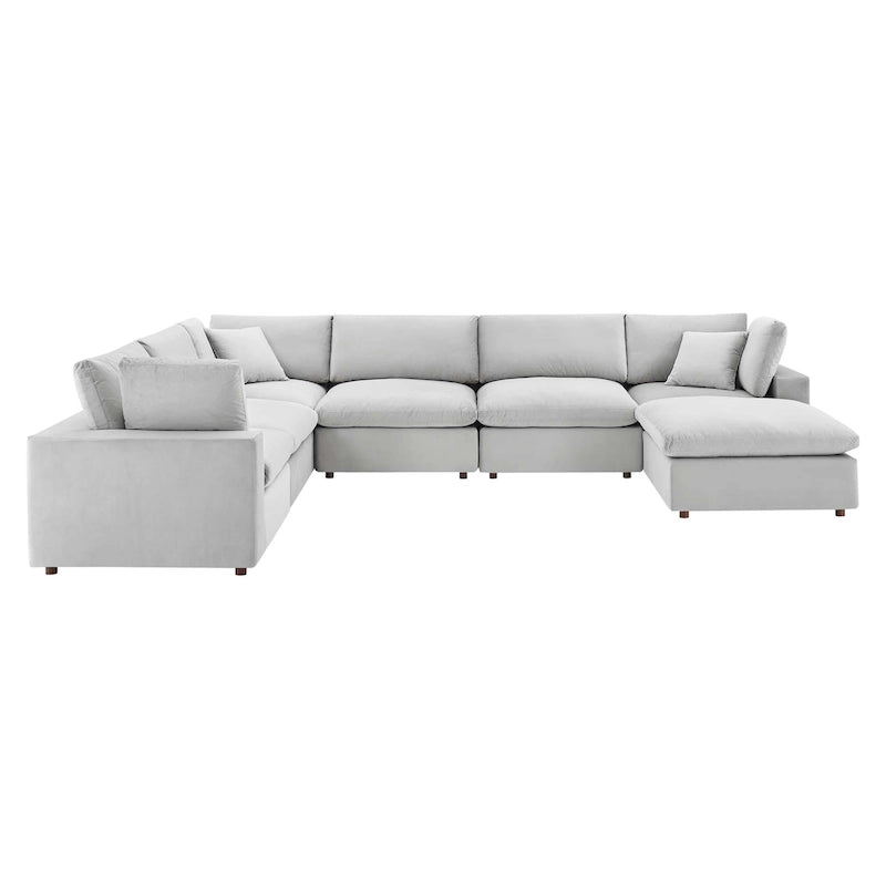 Commix Daunengefülltes, überfülltes Samt-Ecksofa, 7-teilig