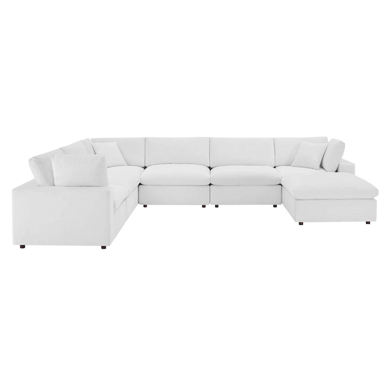 Commix Daunengefülltes, überfülltes Samt-Ecksofa, 7-teilig