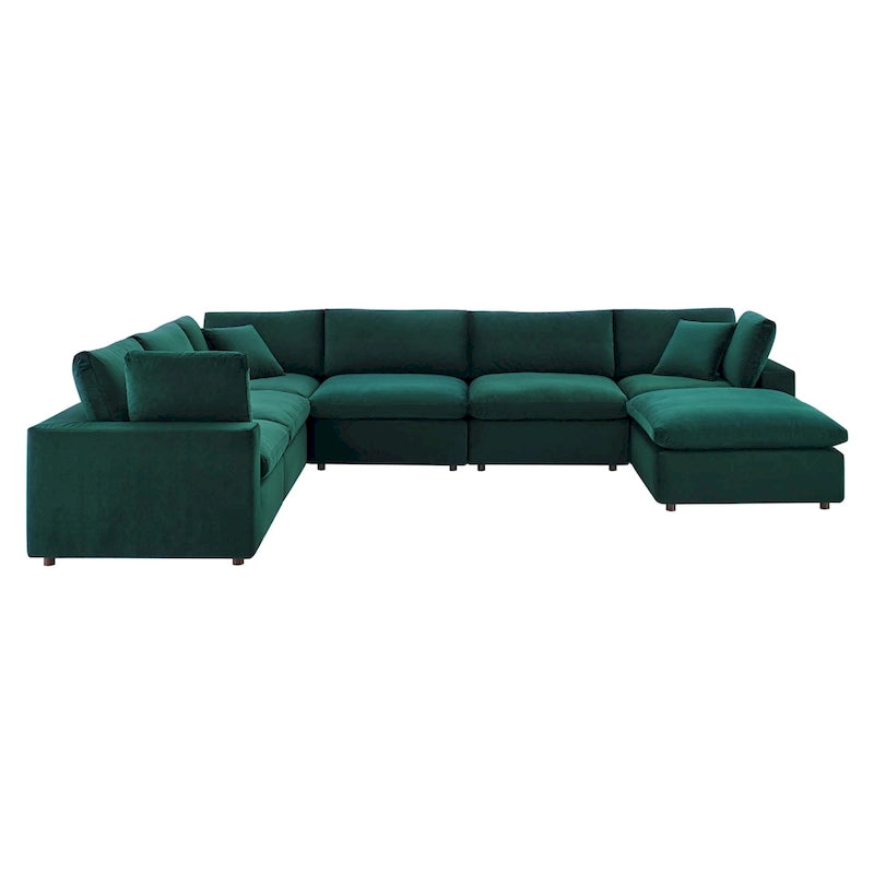 Commix Daunengefülltes, überfülltes Samt-Ecksofa, 7-teilig