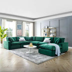 Commix Daunengefülltes, überfülltes Samt-Ecksofa, 7-teilig