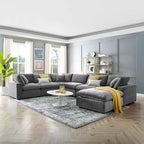 Commix Daunengefülltes, überfülltes Samt-Ecksofa, 7-teilig