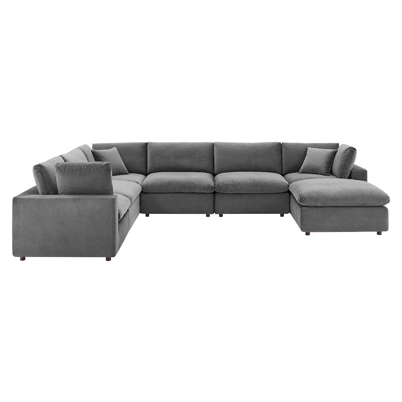Commix Daunengefülltes, überfülltes Samt-Ecksofa, 7-teilig