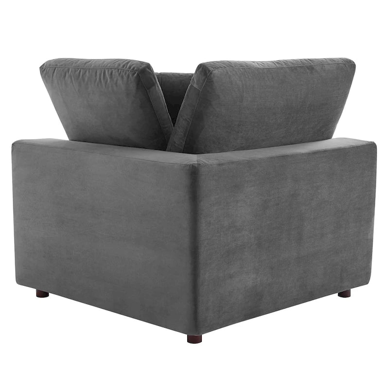 Commix Daunengefülltes, überfülltes Samt-Ecksofa, 7-teilig