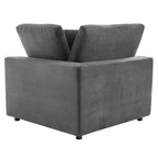 Commix Daunengefülltes, überfülltes Samt-Ecksofa, 7-teilig