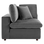 Commix Daunengefülltes, überfülltes Samt-Ecksofa, 7-teilig