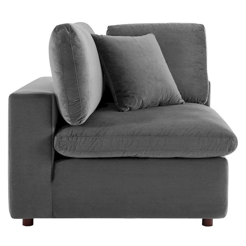 Commix Daunengefülltes, überfülltes Samt-Ecksofa, 7-teilig