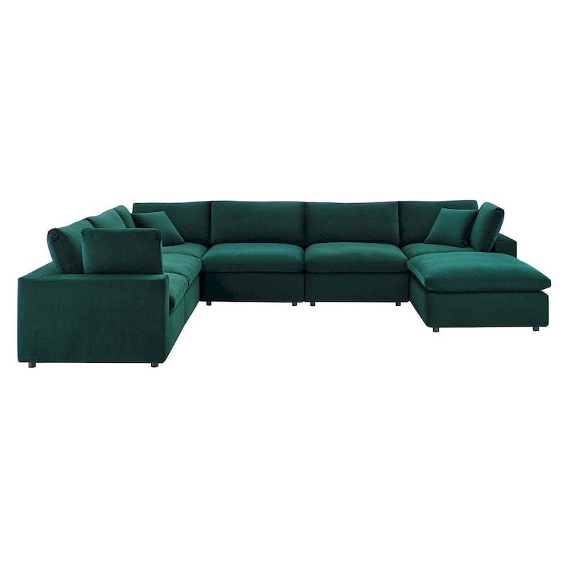 Commix Daunengefülltes, überfülltes Samt-Ecksofa, 7-teilig