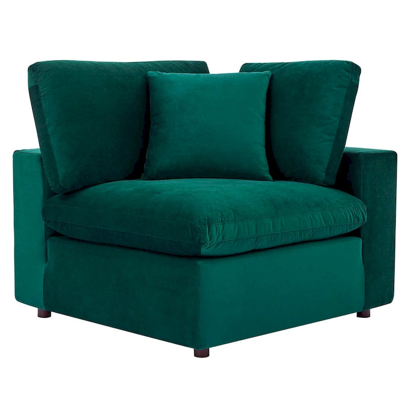 Commix Daunengefülltes, überfülltes Samt-Ecksofa, 7-teilig