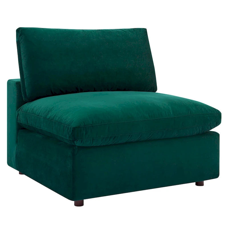 Commix Daunengefülltes, überfülltes Samt-Ecksofa, 7-teilig
