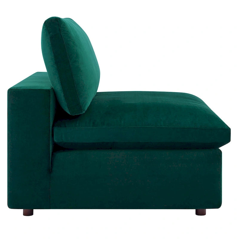 Commix Daunengefülltes, überfülltes Samt-Ecksofa, 7-teilig