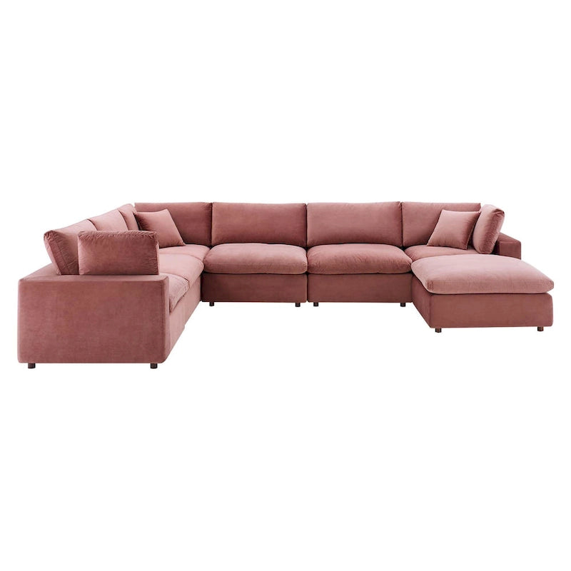 Commix Daunengefülltes, überfülltes Samt-Ecksofa, 7-teilig