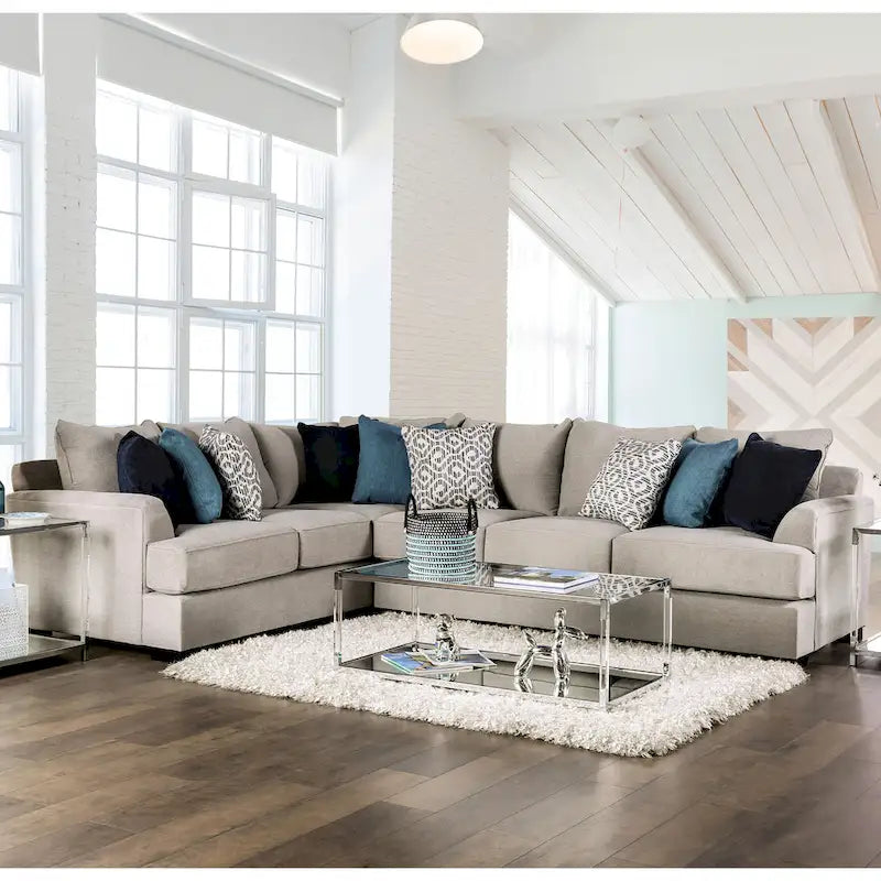 Ilka Übergangs-Chenille Ecksofa mit ausgestellten Armlehnen von Furniture of America