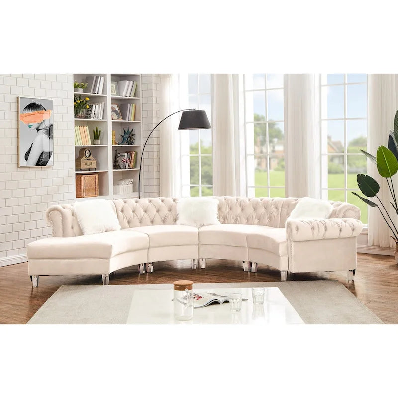 138.6 Samt-Rundsofa Symmetrische Modul-Sitzgruppe