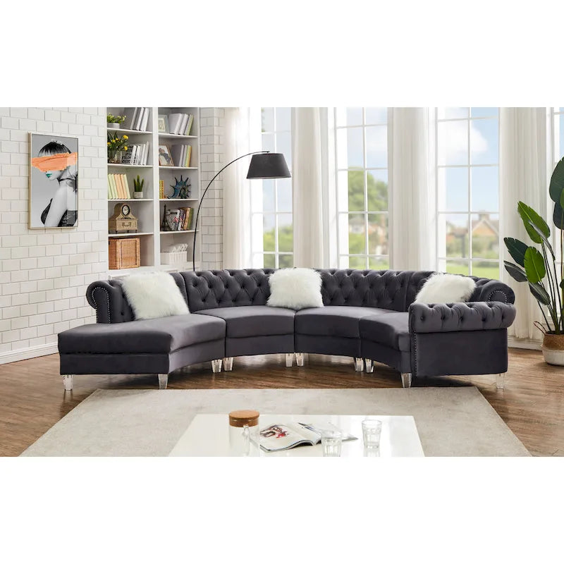 138.6 Samt-Rundsofa Symmetrische Modul-Sitzgruppe