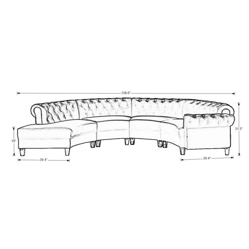 138.6 Samt-Rundsofa Symmetrische Modul-Sitzgruppe