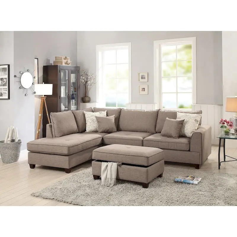3-teiliges Stoff-Ecksofa