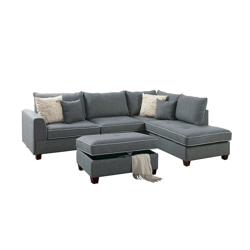 3-teiliges Stoff-Ecksofa