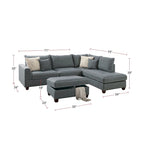 3-teiliges Stoff-Ecksofa