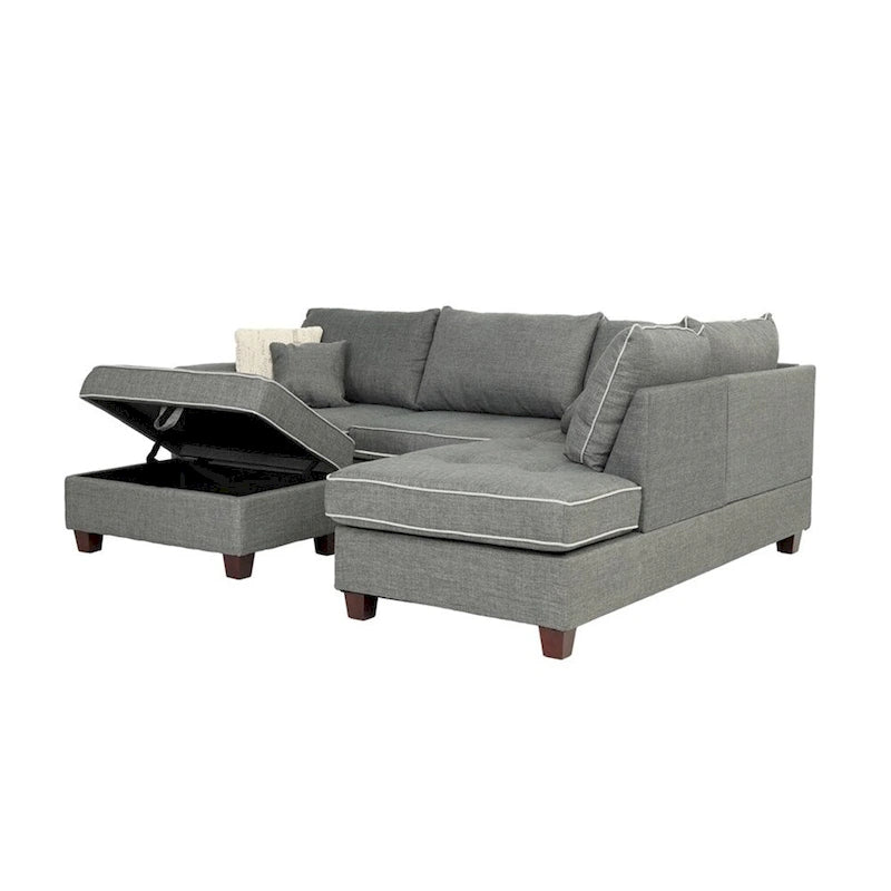 3-teiliges Stoff-Ecksofa