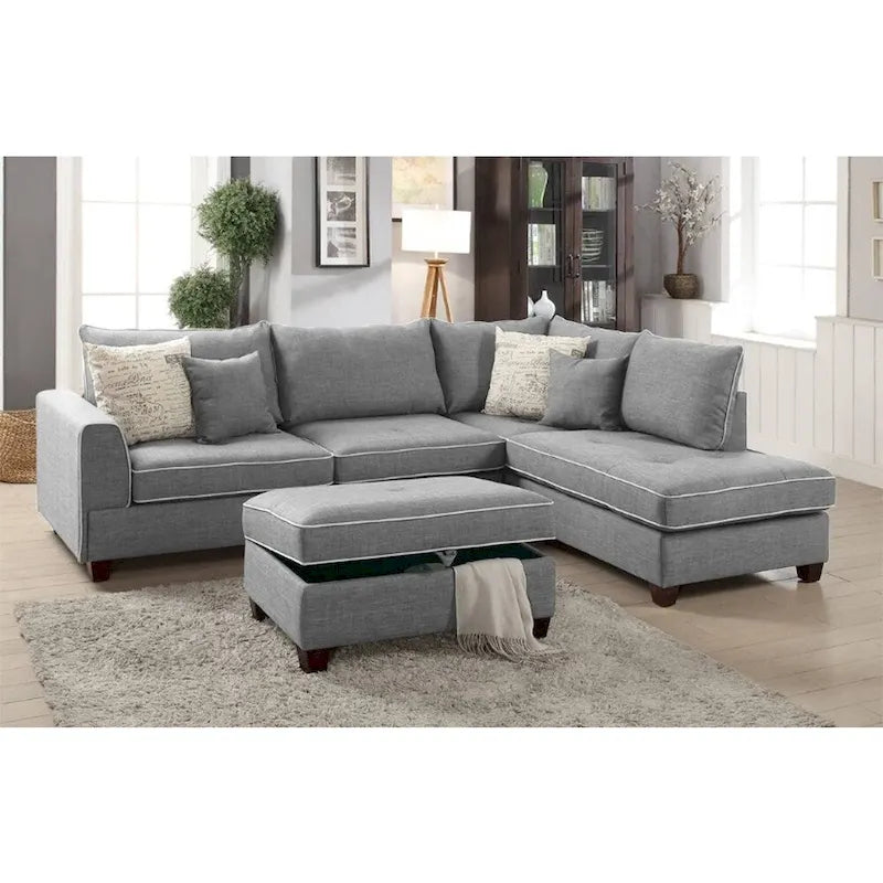 3-teiliges Stoff-Ecksofa