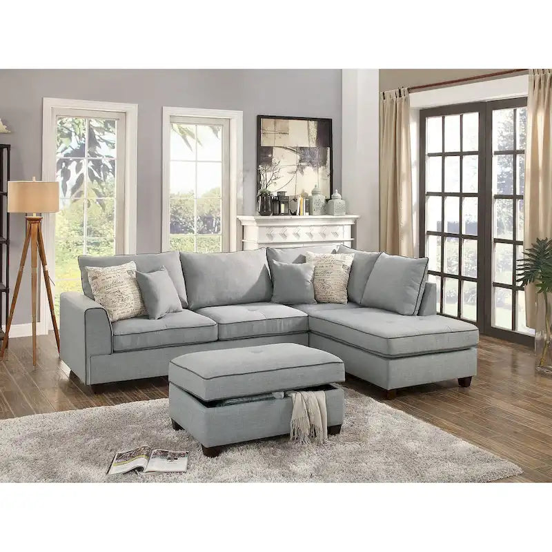 3-teiliges Stoff-Ecksofa