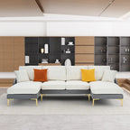 Ouyessir U-förmiges 4-Sitzer-Ecksofa mit doppelter Chaiselongue