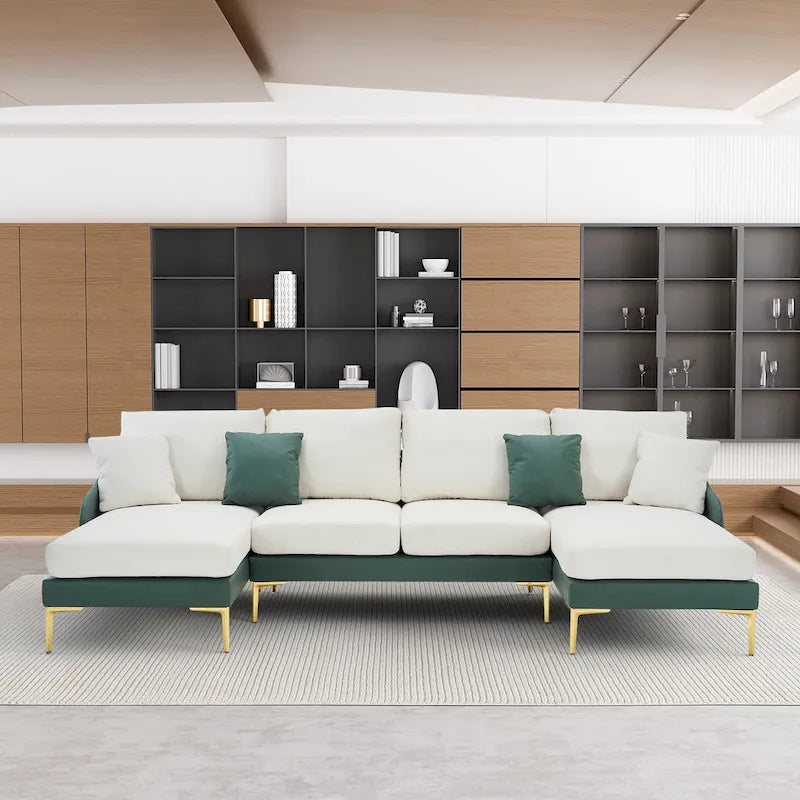 Ouyessir U-förmiges 4-Sitzer-Ecksofa mit doppelter Chaiselongue