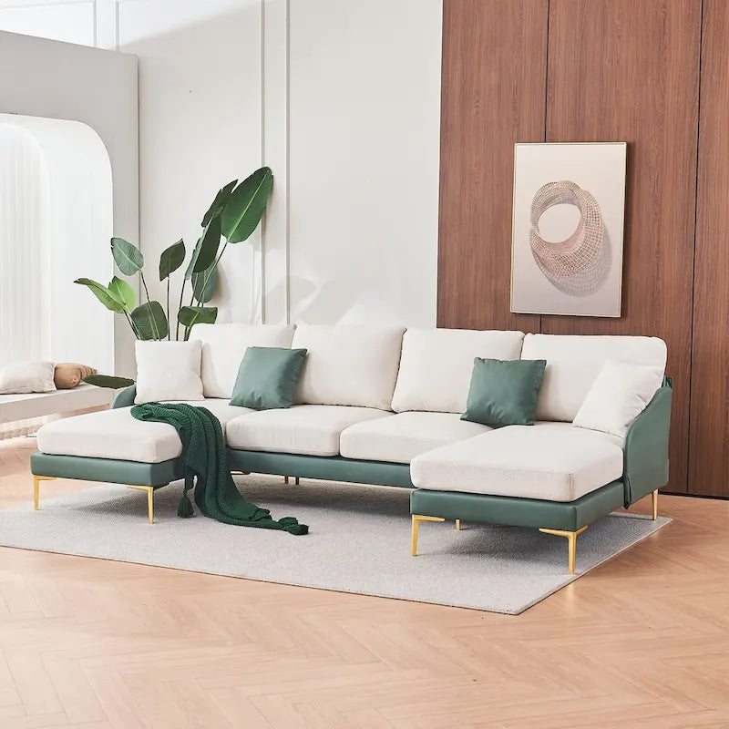 Ouyessir U-förmiges 4-Sitzer-Ecksofa mit doppelter Chaiselongue