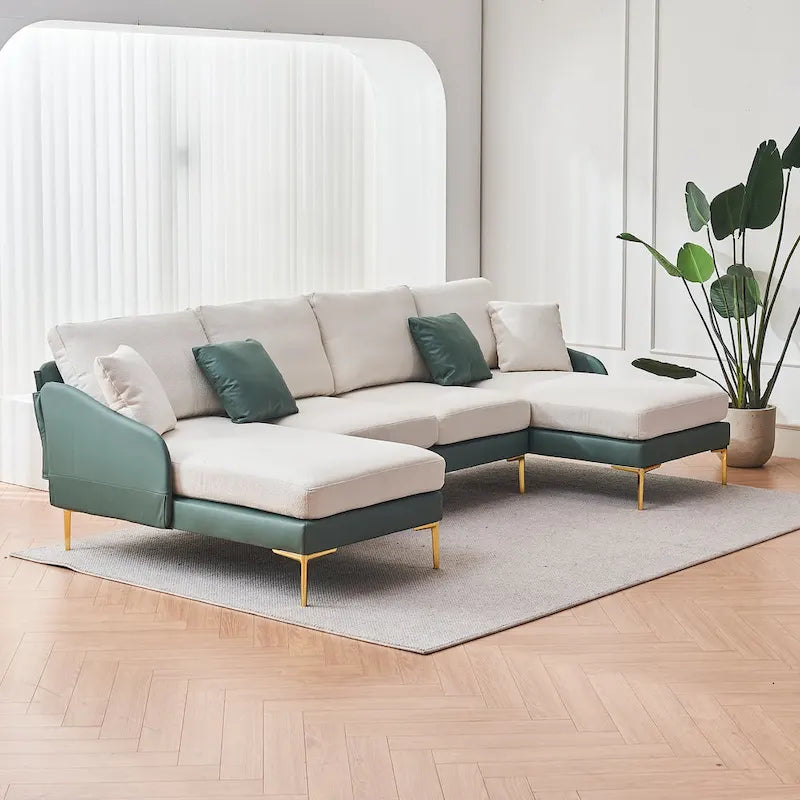 Ouyessir U-förmiges 4-Sitzer-Ecksofa mit doppelter Chaiselongue