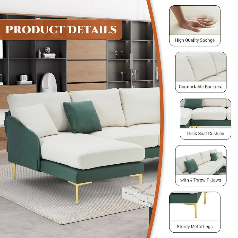 Ouyessir U-förmiges 4-Sitzer-Ecksofa mit doppelter Chaiselongue